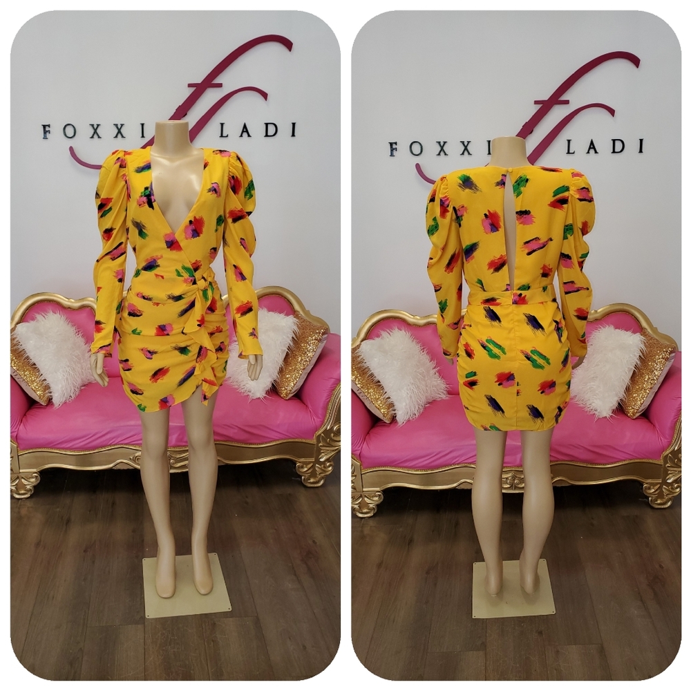 Long sleeve V neck dress - Picture 2 of 3